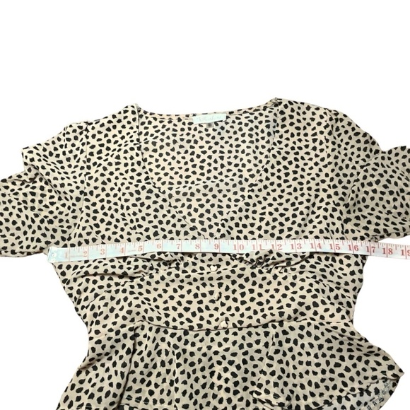 BLUSH BJ Sheer Animal Print Crop Top Long Sleeve Ruffle Cuff US Sz S - Picture 6 of 10